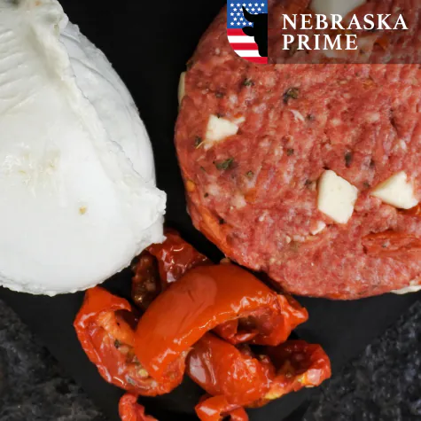 Black Angus burger - mozzarella/basilicum/zontomaat
