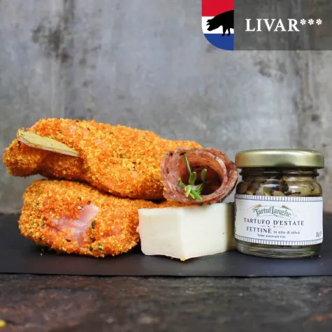 Cordon Bleu LIVAR met taleggio, truffelsalami & zwarte peper