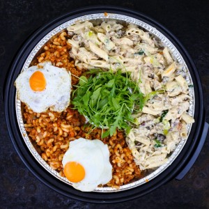 Mini buffet Italiaans macaroni en carbonara