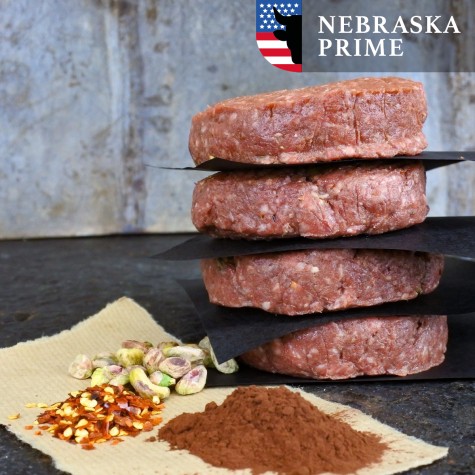 Black Angus burger - pistache/cacao/chili