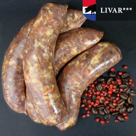 Braadworst LIVAR Espresso/roze peper