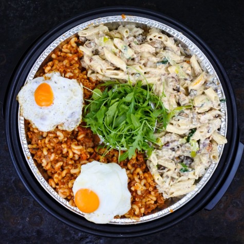 Mini buffet Italiaans macaroni en carbonara