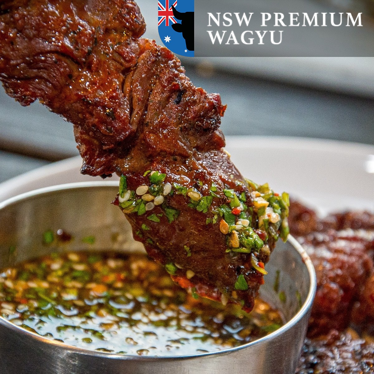 Bavettespies Australisch Wagyu BMS 8+ | Chimichurri (Bavettespies Australisch Wagyu BMS 8+ | Chimichurri -4x 80g)