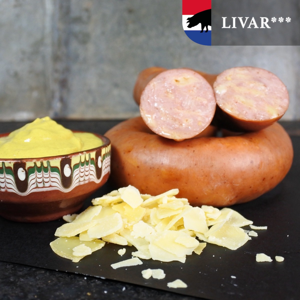 Rookworst Livar | Old Amsterdam mosterd (Rookworst Livar | Old Amsterdam mosterd -280g)