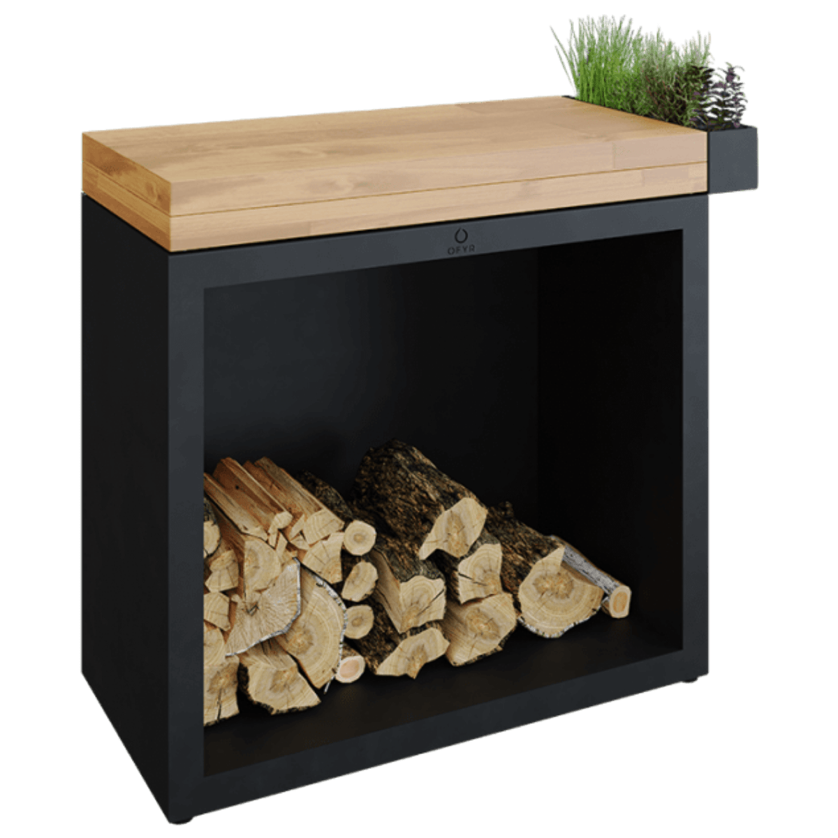 OFYR Butcher Block Storage 90 Black Teak Hout