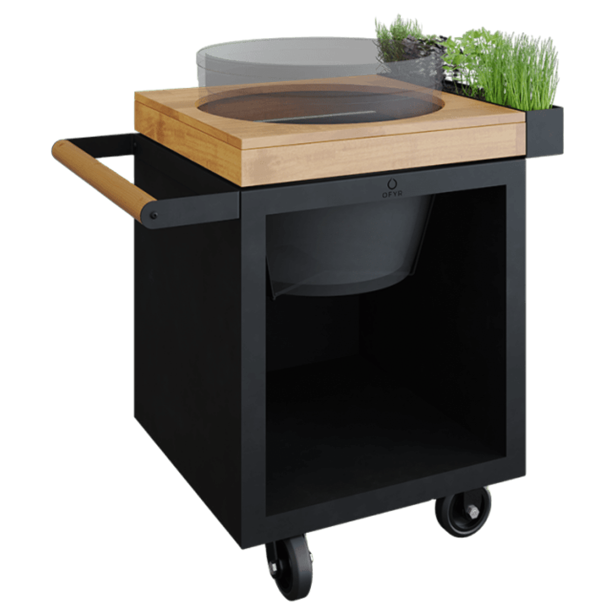 OFYR Kamado Table Black 65 PRO Teak Hout BGE